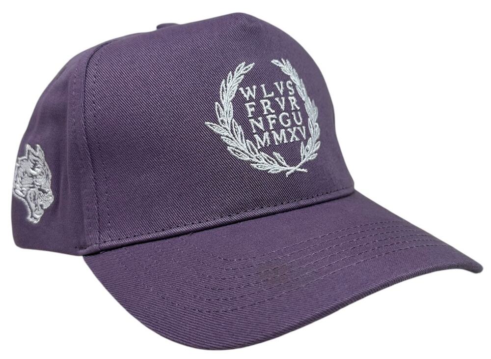 Darc Sport Hat Wolves Forever Embroidered Strapback Cap in Vintage Plum